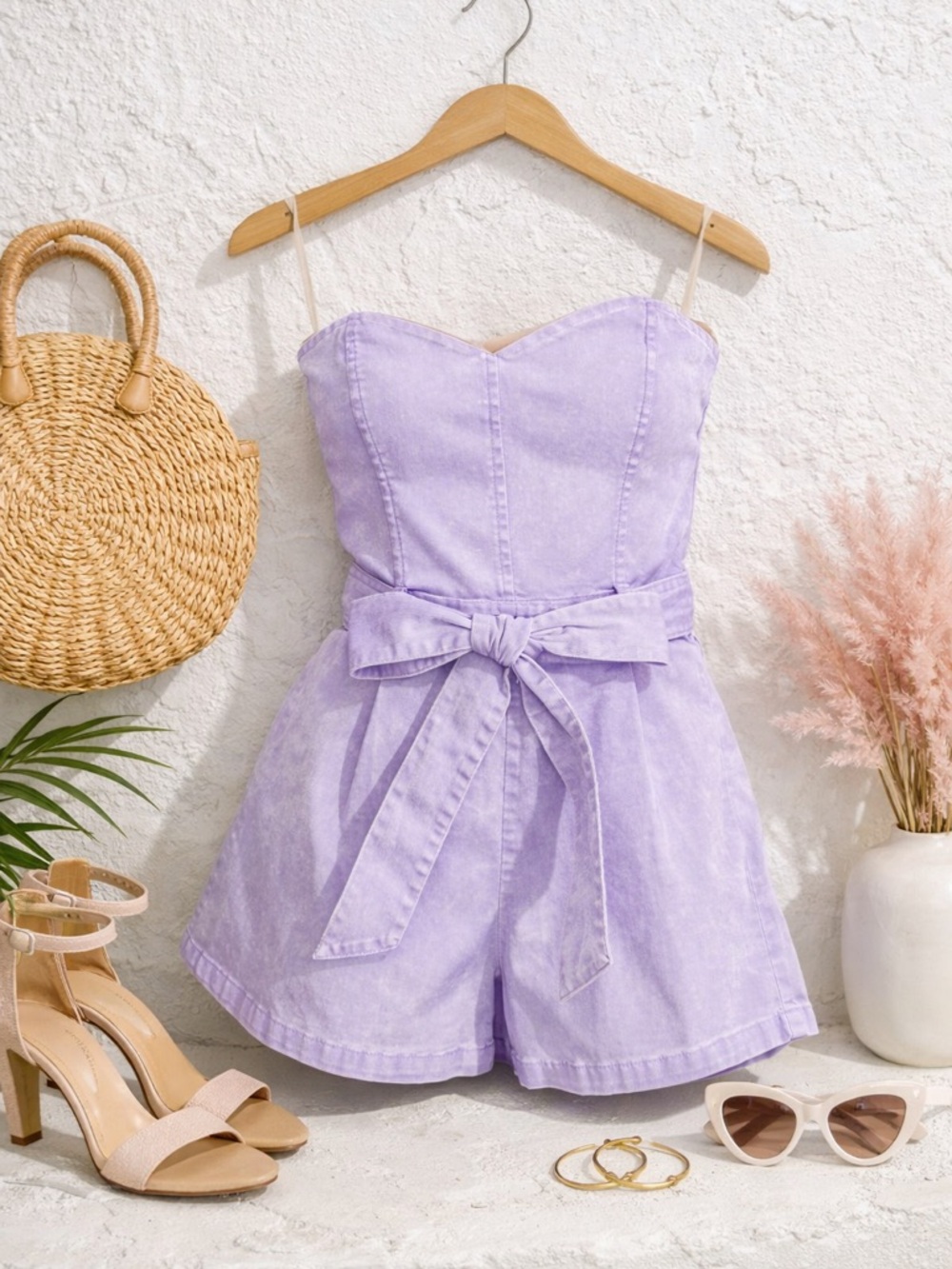 Flying Tomato PALM SPRINGS DREAMS DENIM ROMPER. Size Small.
